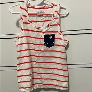 Cat & Jack Red and White Striped Tank Top with Blue Star Pocket